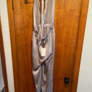 Silver silk jumpsuit
